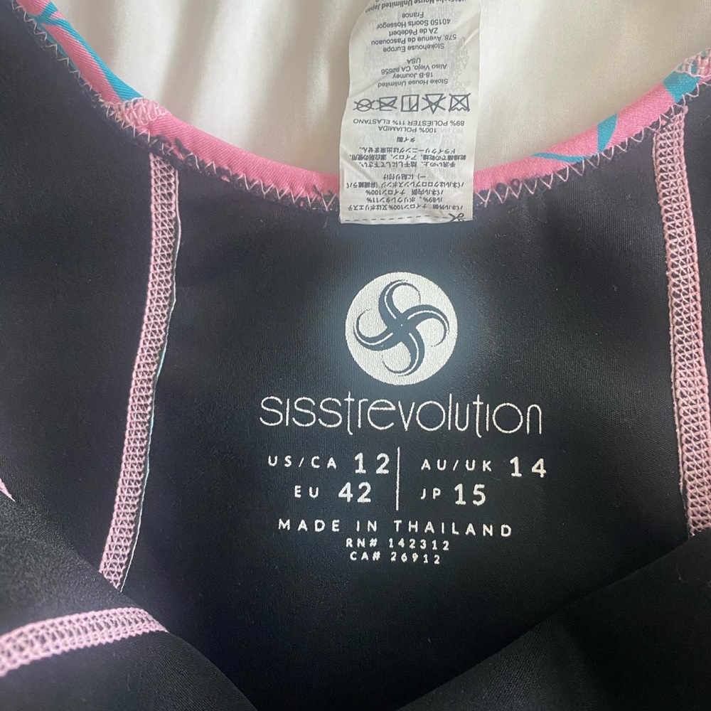 Vibrant Pink and Teal Leaf One Piece Swimsuit - Picture 5 of 5